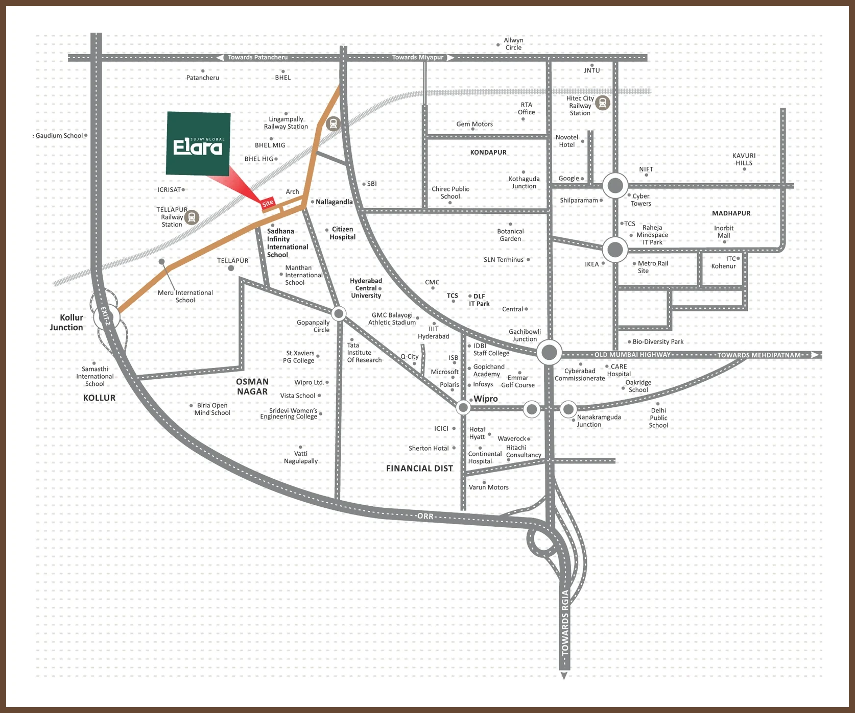 Location plan for Sujay Global Elara, Nallagandla